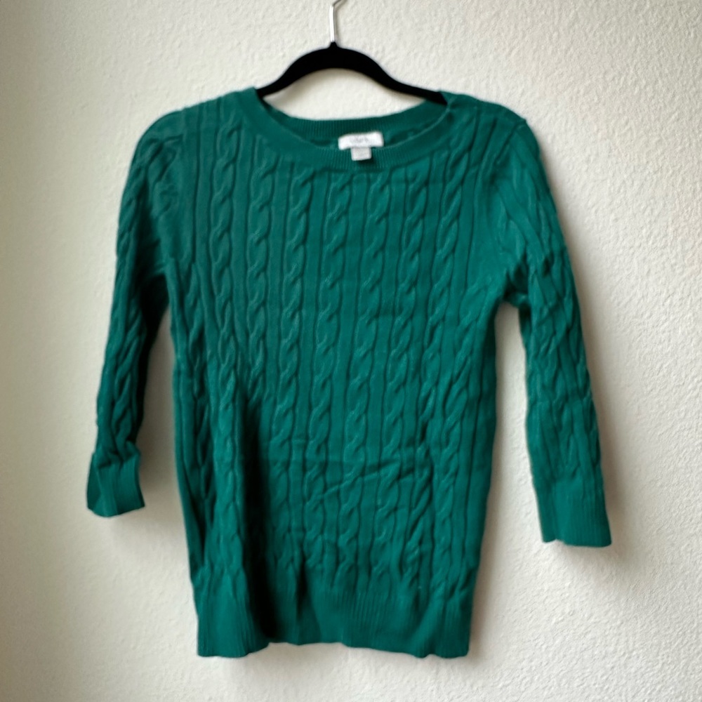 LOFT Green Cable Knit Sweater - Size M